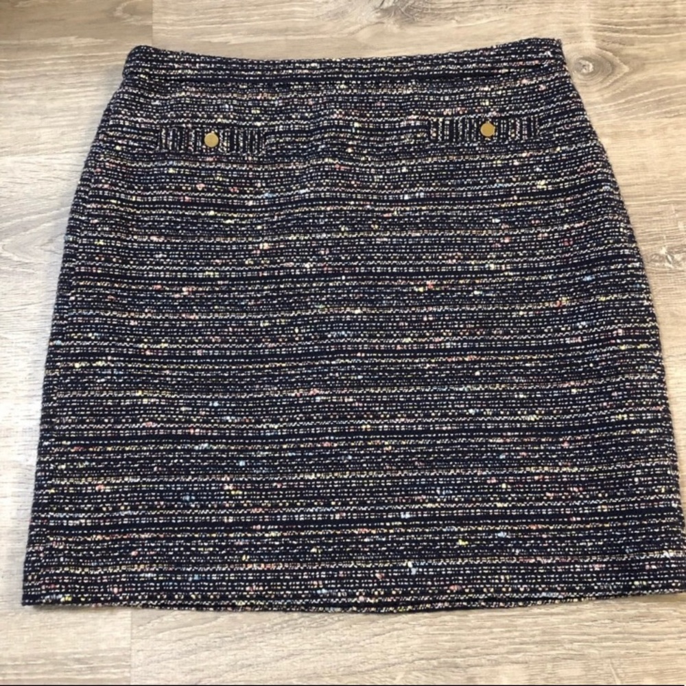 Ann Taylor Loft Navy Tweed Mini Skirt